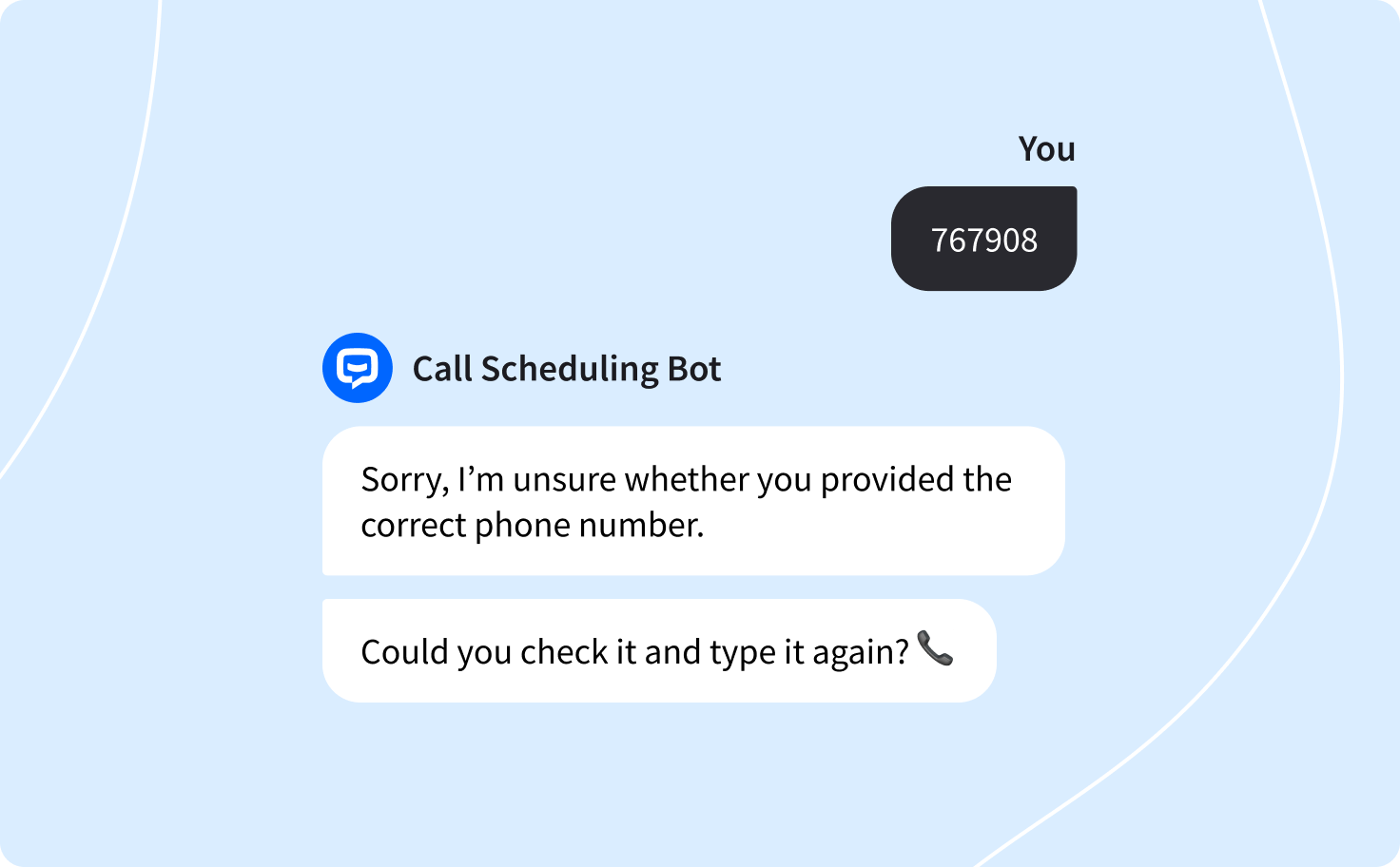 call schedulling bot error message