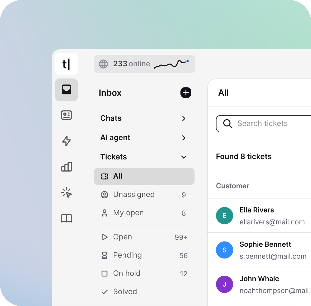 Integration of ChatBot and HelpDesk with support tickets being passed from the chatbot to the help desk. The ticket is created during the conversation in the ChatBot widget and then sent to the HelpDesk app.