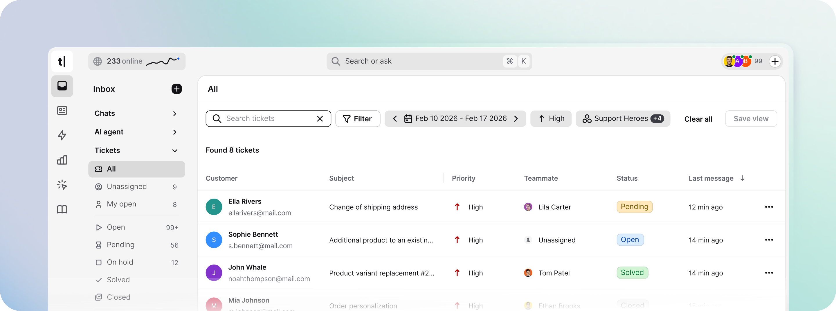 Integration of ChatBot and HelpDesk with support tickets being passed from the chatbot to the help desk. The ticket is created during the conversation in the ChatBot widget and then sent to the HelpDesk app.