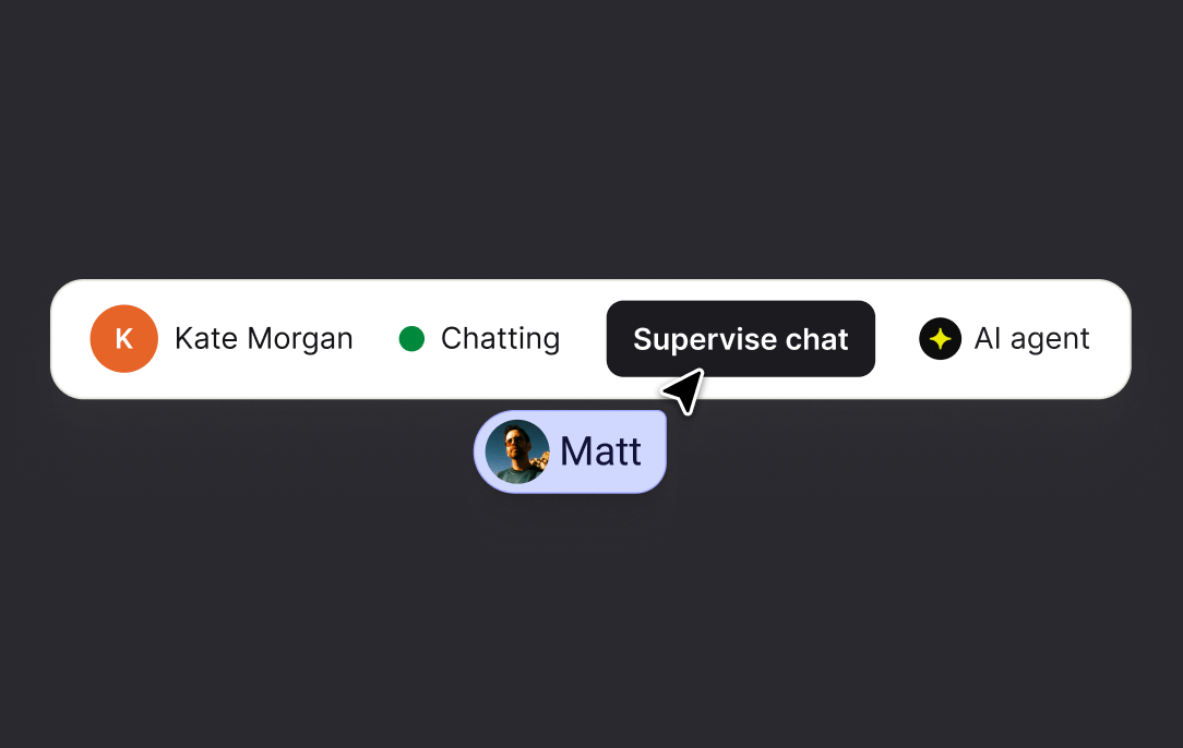 Chat list with a supervise chat button on a conversation handled by the AI agent