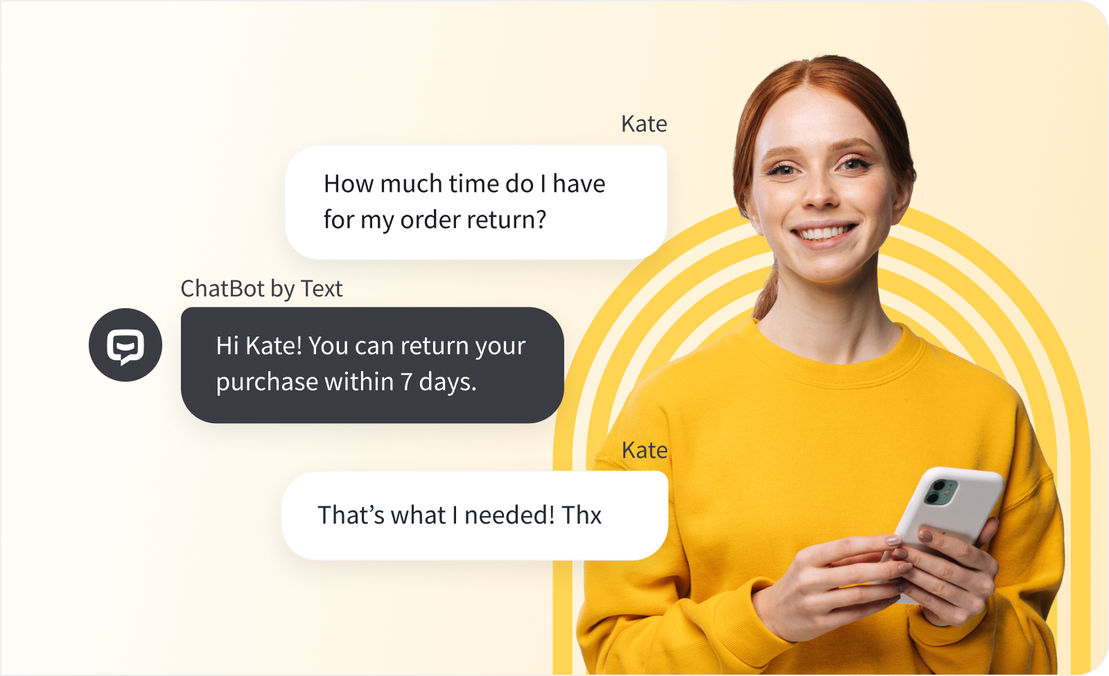 AI chatbot for ecommerce providing instant responses about return policy and order modifications to improve customer satisfaction and customer experience